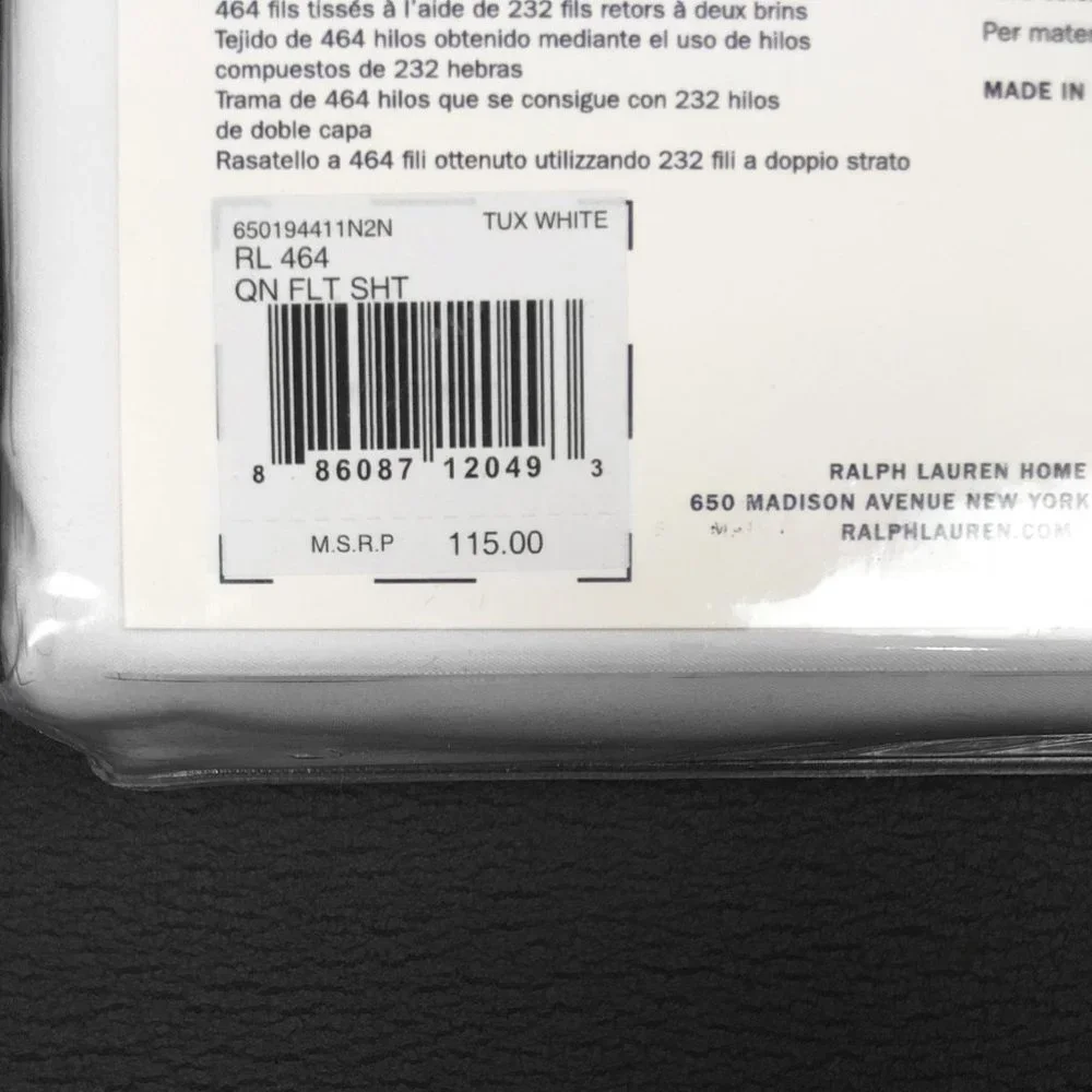 NEW $115 Ralph Lauren Cotton Percale Sheet! Flat Sheet  Queen or Full  White